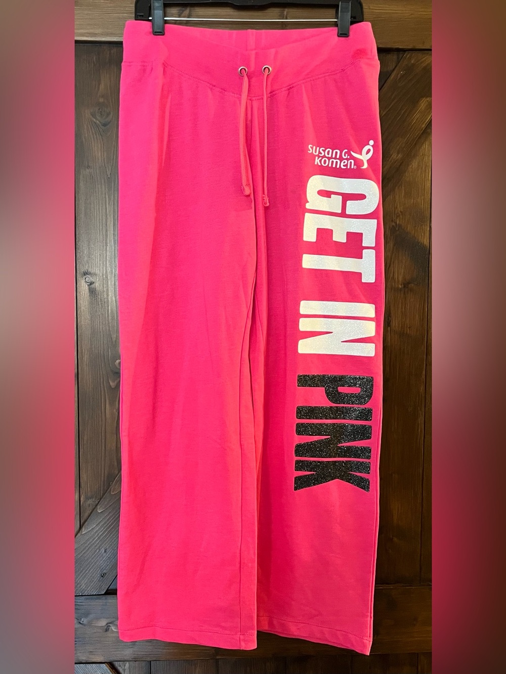 Susan G. Komen Get In Pink Straight Bottom Drawstring Sweatpants Size Medium